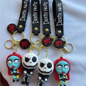 Jack and sally Death Note Keychain Set with Characters 4 pcs